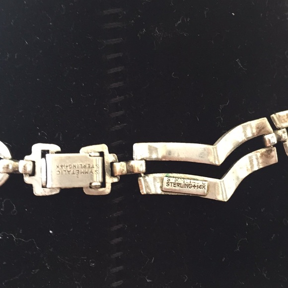 Rare! Incredible 14k Gold and Sterling Chevron Symmetalic Choker - Picture 4 of 10